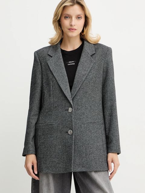 Armani Exchange marynarka z dodatkiem wełny kolor szary jednorzędowa wzorzysta XW000693 AF16146 - zdjęcie produktu nr 1