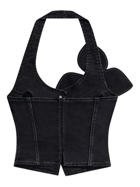AREA bow denim halter top - Black