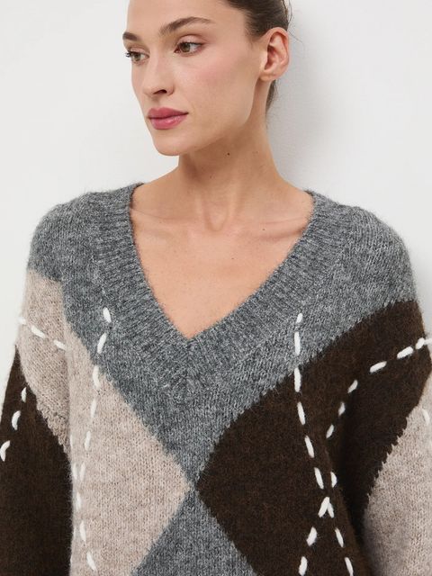 Medicine sweter z domieszką wełny damski kolor multicolor ciepły