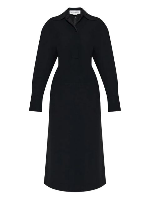 Victoria Beckham spread-collar long-sleeve midi dress - Black - zdjęcie produktu nr 1