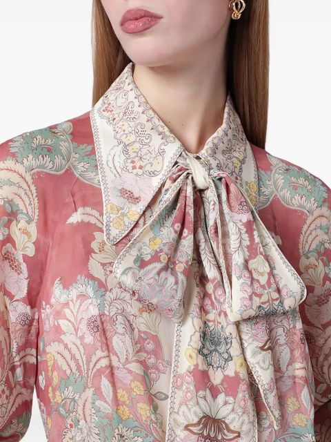 ZIMMERMANN Rebellion pussy-bow floral-print shirt - Pink