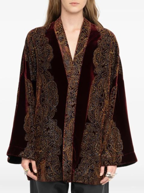 Zadig&Voltaire paisley-print velvet-effect jacket - Red