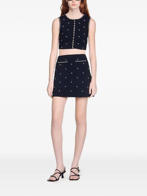 SANDRO rhinestone-embellished knit mini skirt - Black - zdjęcie produktu nr 2