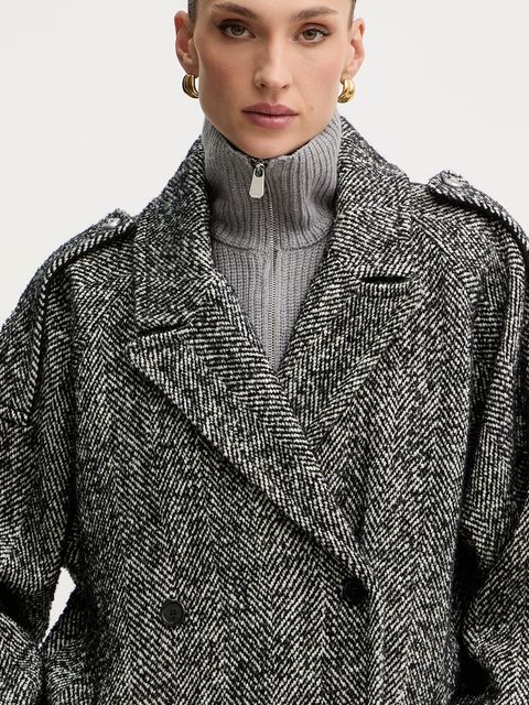 Pinko komin z dodatkiem wełny damski kolor szary gładki 105994 A2Z4