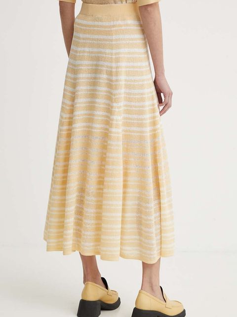 AERON spódnica z domieszką lnu THEO kolor pomarańczowy maxi rozkloszowana AW24SSSK216502