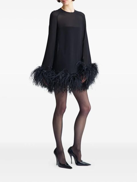 16Arlington Hodi feather-trim mini dress - Black