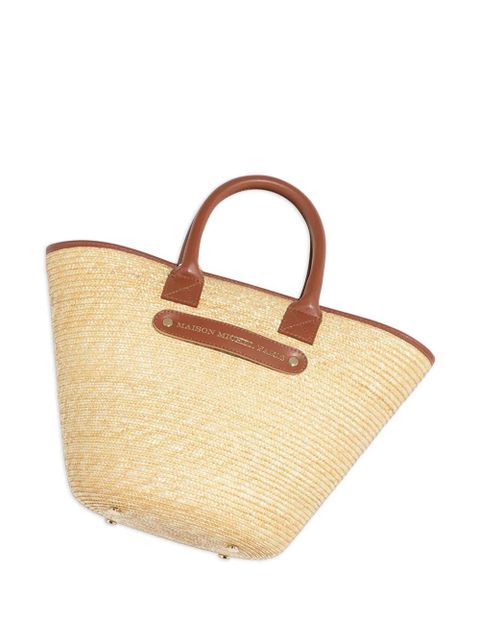 Maison Michel leather-handle straw tote bag - Neutrals - zdjęcie produktu nr 2