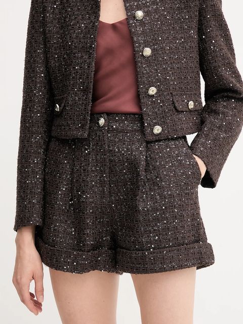 Gaudi szorty z wełną damskie kolor brązowy gładkie high waist 521FD25003 - zdjęcie produktu nr 1