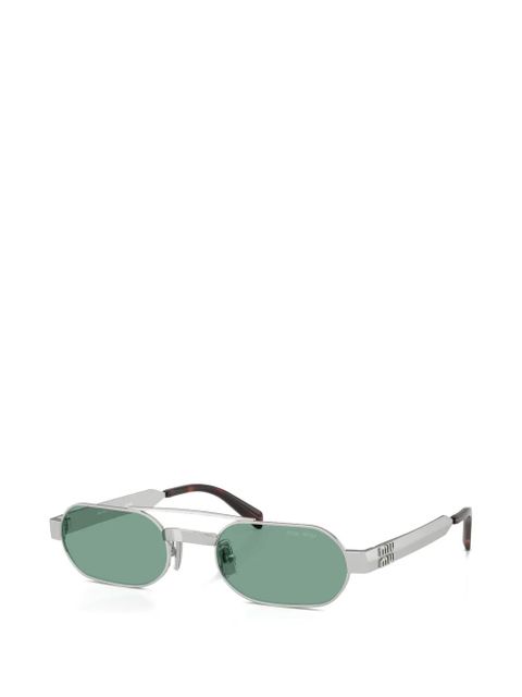 Miu Miu Eyewear logo-engraved oval-frame sunglasses - Silver - zdjęcie produktu nr 2