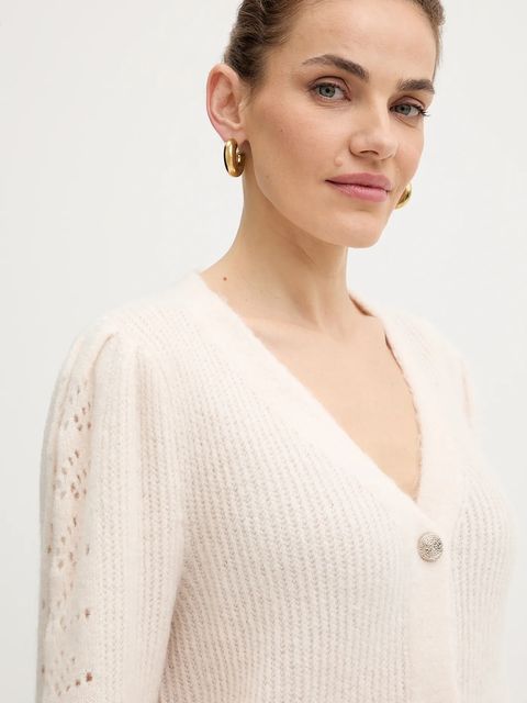 Morgan kardigan z dodatkiem wełny damski kolor beżowy MPLAY