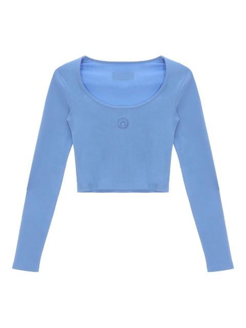 Marine Serre moon-logo round-neck top - Blue - zdjęcie produktu nr 1