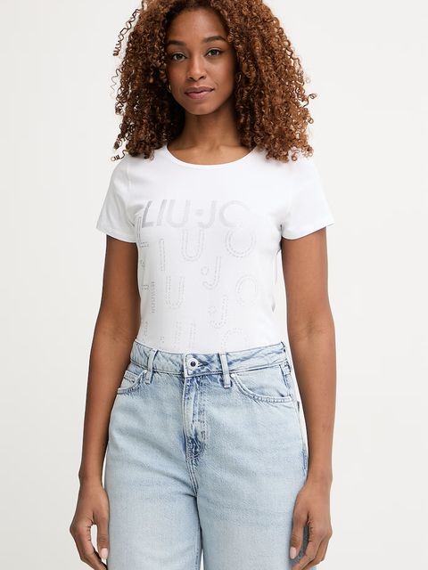 Liu Jo T-shirt damski bawełniany z elastanem - zdjęcie produktu nr 1