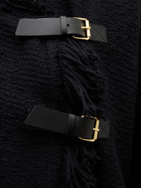 ISABEL MARANT fringed buckled poncho - Black