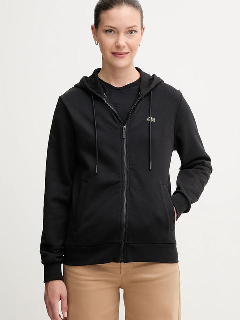 Lacoste bluza bawełniana damska kolor czarny z kapturem gładka SF5256 - zdjęcie produktu nr 1