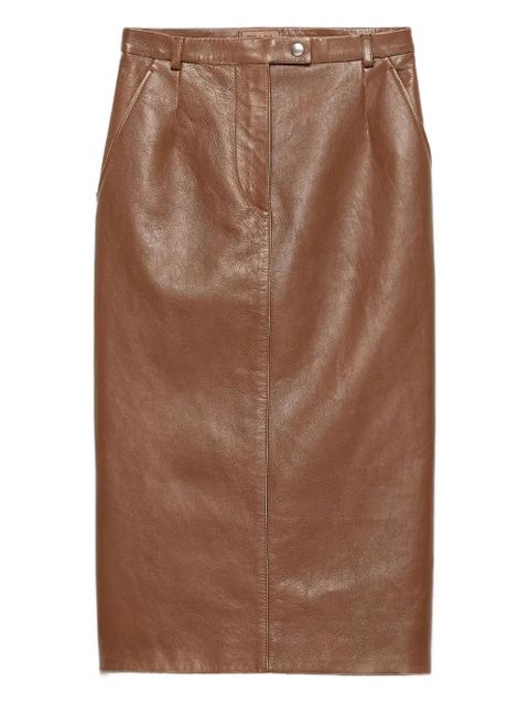 Prada leather pencil skirt - Brown - zdjęcie produktu nr 1