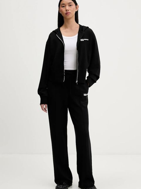 Karl Lagerfeld Jeans bluza damska kolor czarny z kapturem gładka B1W20062