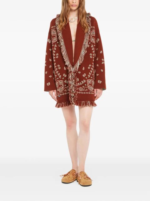 Alanui Bandana jacquard fringed cardigan - Brown