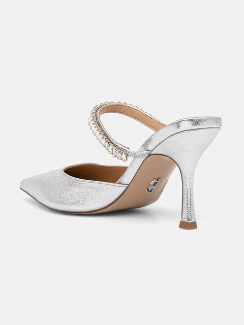 Steve Madden klapki skórzane Brecki-R damskie kolor srebrny na szpilce 11003897