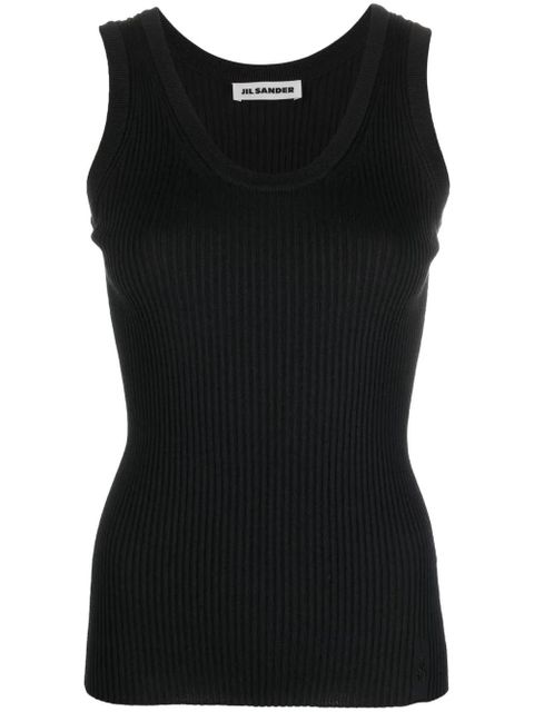 Jil Sander logo-embroidered ribbed top - Black - zdjęcie produktu nr 1