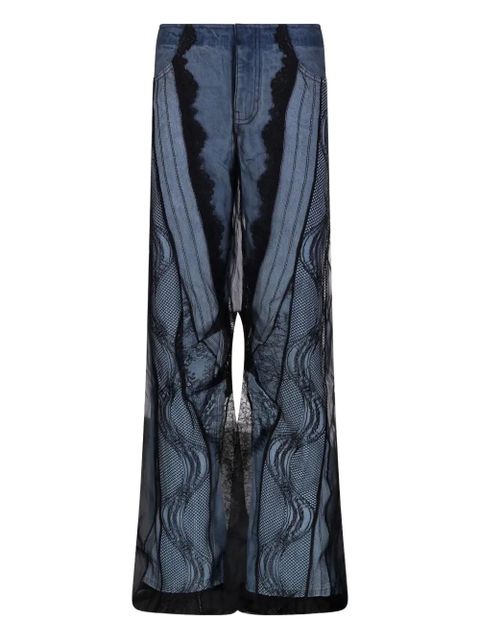 Christopher Esber sheer-overlay wide-leg jeans - Blue - zdjęcie produktu nr 1