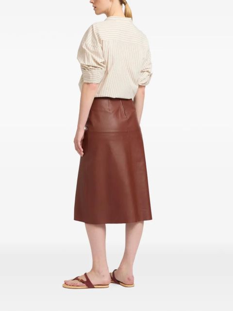Yves Salomon buttoned leather wrap skirt - Brown