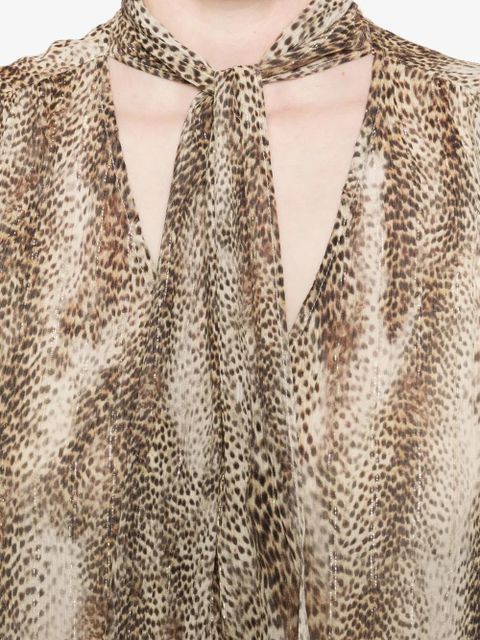 TWINSET animal-print tie-neck blouse - Brown
