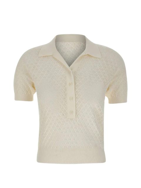 Faithfull the Brand Lenna openwork-knit polo shirt - White - zdjęcie produktu nr 1