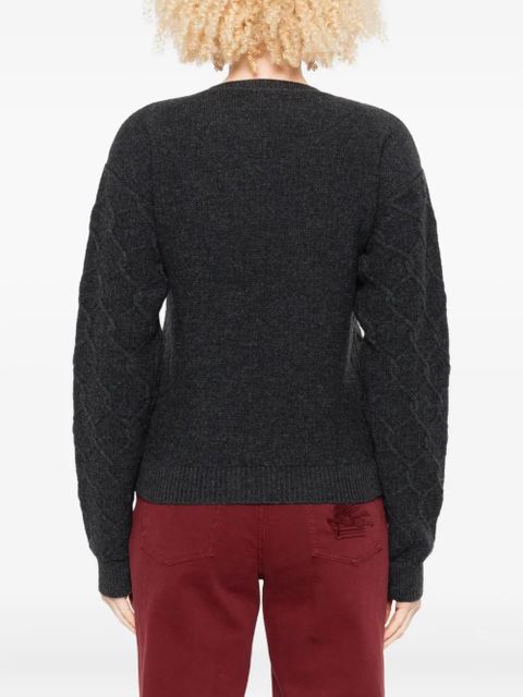ETRO embroidered cable-knit sweater - Grey