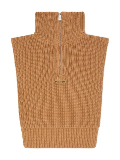 PINKO ribbed zip-neck dicky - Neutrals - zdjęcie produktu nr 1