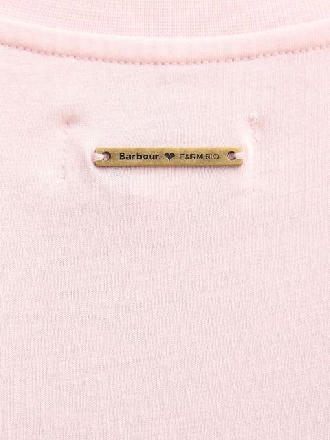 Barbour t-shirt bawełniany x Farm Rio damski kolor różowy LTS0699