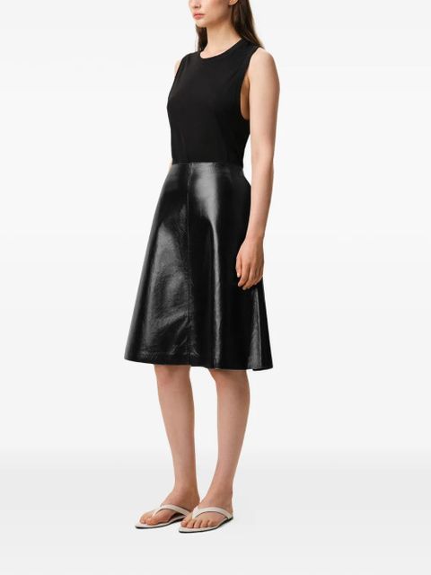 AMI Paris patent leather A-line midi skirt - Black