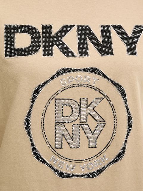 Dkny t-shirt bawełniany damski kolor beżowy DP5T1366