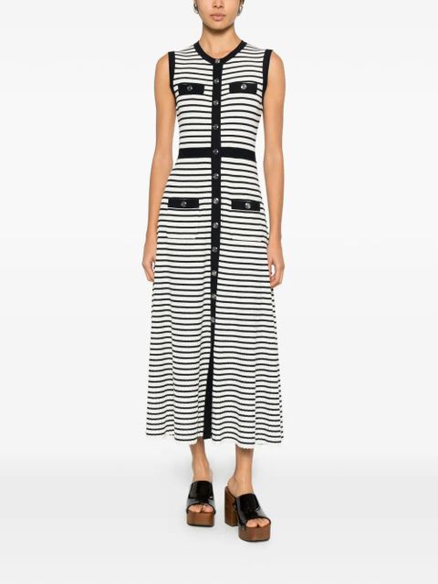 Maje striped-pattern button-fastening maxi dress - White - zdjęcie produktu nr 2