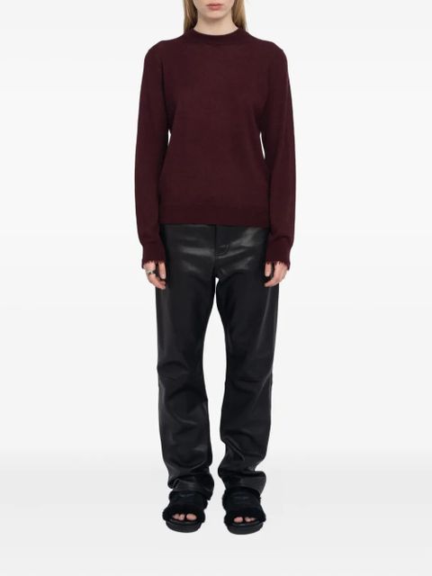 Zadig&Voltaire Ivy frayed-cuffs crew-neck sweater - Red