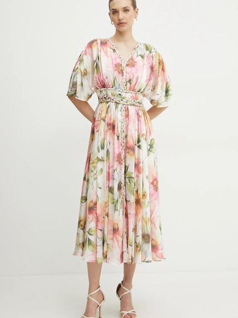 Guess sukienka LUCIE kolor różowy midi rozkloszowana W5PK1Z WHHF0 - zdjęcie produktu nr 2