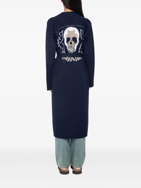 Zadig&Voltaire Salonny skull-intarsia belted cardi-coat - Blue