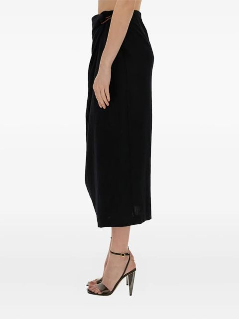 Alysi draped knot-detail midi skirt - Black