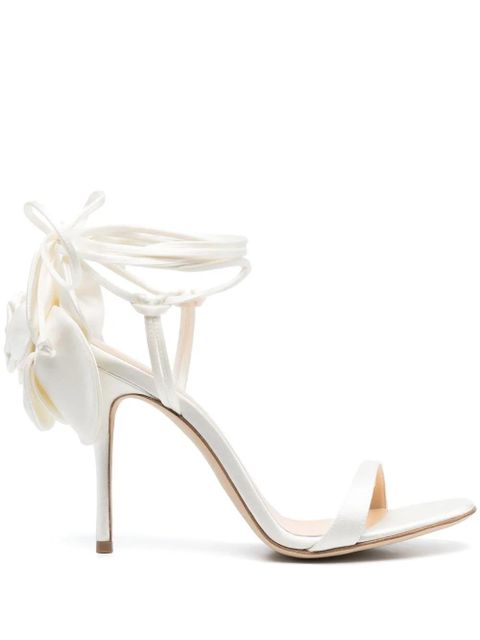 Magda Butrym 105mm flower satin sandals - White - zdjęcie produktu nr 1