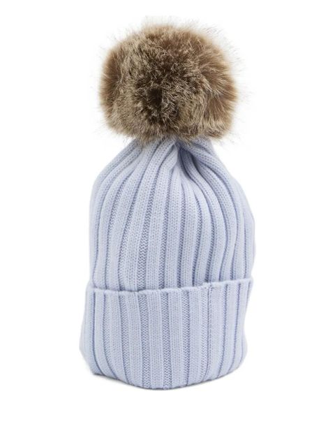 Moncler ribbed-knit pom-pom beanie - Blue - zdjęcie produktu nr 2