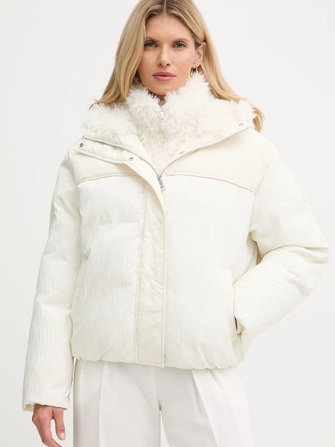 BOSS kurtka kolor beżowy zimowa oversize 50546842