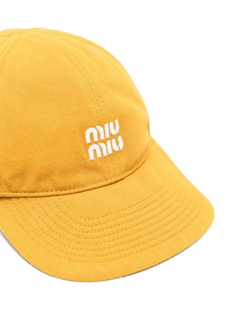 Miu Miu logo-embroidered hat - Yellow
