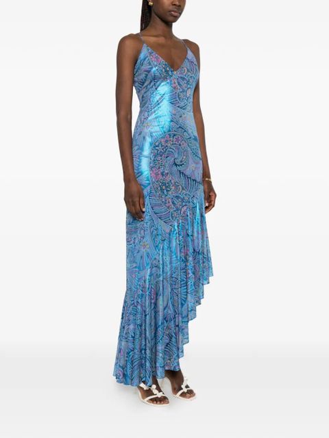 ETRO paisley ruffled midi dress - Blue