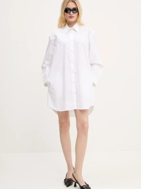 Diesel sukienka bawełniana D-DALIS DRESS kolor biały mini prosta A14568.0PCAL