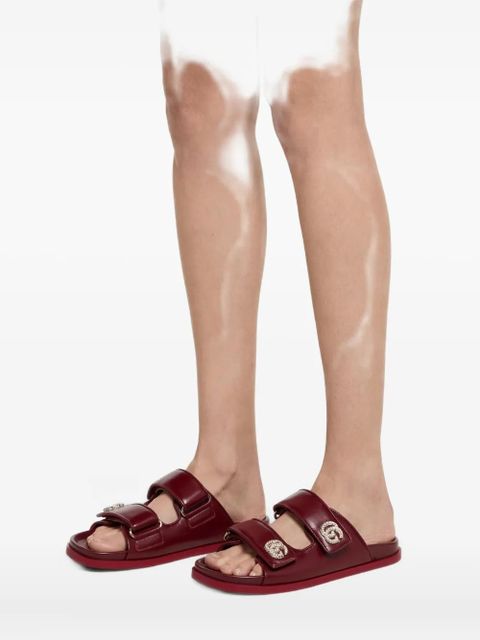 Gucci crystal double G strap sandals - Red