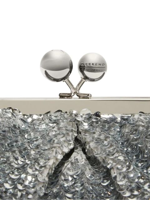 Weekend Max Mara sequin chain clutch bag - Silver