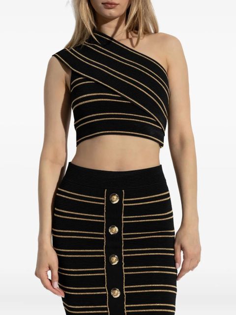 Balmain striped cropped top - Black