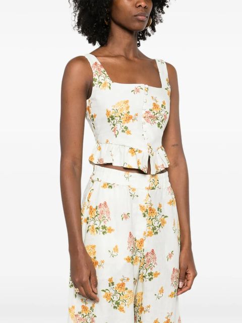 Agua By Agua Bendita Eslabon Cordillera floral-print corset top - White