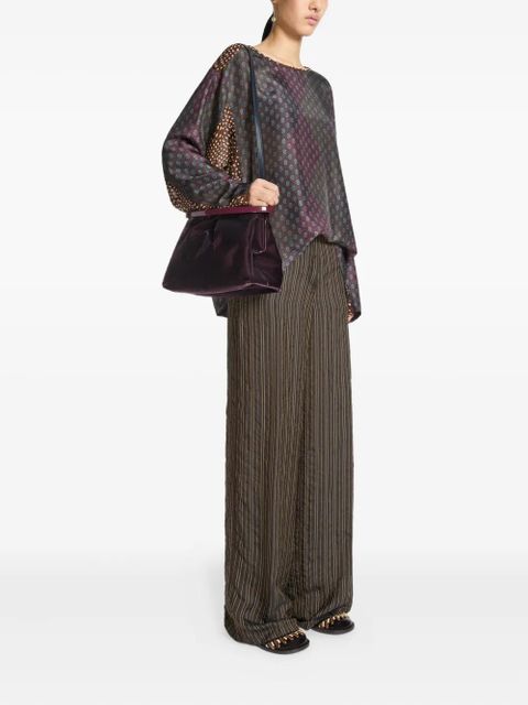 DRIES VAN NOTEN pleated velvet top-handle bag - Purple
