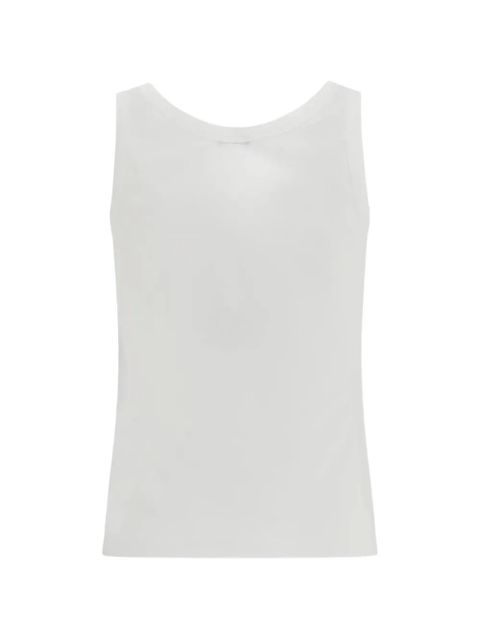 Versace logo-patch ribbed tank top - White - zdjęcie produktu nr 2