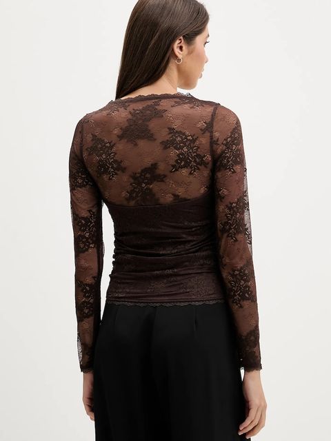 Abercrombie & Fitch bluzka damska kolor brązowy w kwiaty KI139-5872-480